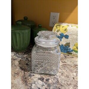 Vtg Anchor Hocking Wexford Clear USA Glass Canister Candy Jar 6.5 In
